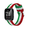 Miniatyrbillede 1 af 2: Fitbit Versa justerbar Vævet nylon urrem - Grøn / hvid / Rød Multicolor
