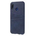 Miniatyrbillede 2 af 2: Huawei P20 Lite mobiletui i plastik med kunstlæder overflade samt udvendige kortlommer - Mørkeblå Blue