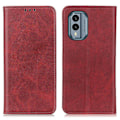 Miniatyrbillede 1 af 6: Flip Etui med Pung i Ægte Læder til Nokia X30 - Rød Red
