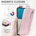 Pikkukuva 5 / 6: Vertical Flip Phone Suojakotelo With Zipper For Samsung Galaxy A72 5G - Ruusukulta Pink