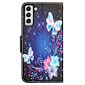Miniatyrbillede 2 af 2: Wonderland Samsung Galaxy S22 Plus Flip Etui - Sommerfugl Blue