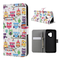 Miniatyrbillede 1 af 2: Samsung Galaxy S9 mønstret grynet PU læder flip etui - ugle Familie Multicolor