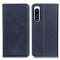 Miniatyrbillede 1 af 2: Flip Etui med Pung i Ægte Læder til Sony Xperia 5 Iv - Blå Blue