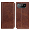 Miniatyrbillede 1 af 2: Flip Etui med Pung i Ægte Læder til ASUS Rog Phone 6 - Kaffe Brown