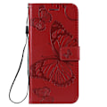 Miniatyrbillede 1 af 2: Huawei P Smart 2019 trykt sommerfugl læder flip etui - Rød Red