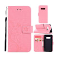 Miniatyrbillede 1 af 2: Samsung Galaxy S10 Plus sommerfugle- og blomstertryk læder flip etui - Lyserød Pink
