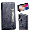 Pikkukuva 1 / 2: iPhone Xs Max CASEME vintage tyylinen synteetti nahkainen lompakko suojakotelo - Sininen Blue