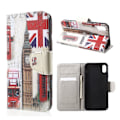 Pikkukuva 1 / 2: iPhone Xs Max Ristisynteetti Nahaka Pintainen Lompakko Kotelo Kuvioilla - Big Ben Ja UK Lippu Multicolor