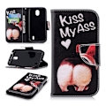 Miniatyrbillede 1 af 2: Nokia 1 Printet Mønster PU læder flip etui - Kiss My Ass Multicolor