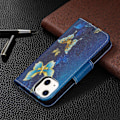 Pikkukuva 2 / 2: Wonderland iPhone 13 Mini Läppäkotelo - Golden Butterflies Blue