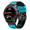 Miniatyrbillede 2 af 2: Dobbeltfarvet silikoneurrem til Garmin Watch og Coros Vertix - Himmelblå / Sort Blue