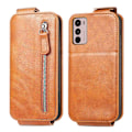 Pikkukuva 1 / 2: Vertical Flip Phone Suojakotelo With Zipper For Motorola Moto G42 - Ruskea Brown