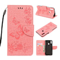 Miniatyrbild 1 av 2: Butterfly läder Huawei Y6 2019 fodral - Rosa Rosa