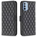 Miniatyrbillede 1 af 2: Rhombus Mønster Matte Flip Case til Motorola Moto G41 / G31 - Sort Black