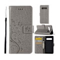Miniatyrbillede 1 af 2: Samsung Galaxy S10 sommerfugle- og blomstertryk læder flip etui - Grå Silver grey