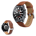 Miniatyrbillede 1 af 2: Samsung Galaxy Watch 3 (45mm) fine stitch ægte læder rem - mørkebrun Brown
