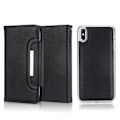 Miniatyrbillede 1 af 2: iPhone Xs Max litchi-tekstur 2-i-1 læder flip cover - Sort Black