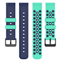 Miniatyrbild 2 av 5: 20 mm dubbelfärgat klockarmband i silikon för Garmin-klocka - Teal Midnattsblå Blå