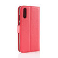 Miniatyrbillede 2 af 2: Huawei P20 litchi tekstur PU læder flip etui - Rød Red