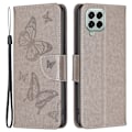 Miniatyrbild 1 av 2: Butterfly läder Samsung Galaxy M33 5G fodral - Silver/Grå Silvergrå