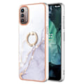 Pikkukuva 1 / 2: Marble Patterned Suojakuori With Ring Holder For Nokia G11 / G21 - Valkoinen Marble Haze White