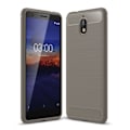 Pikkukuva 2 / 2: Nokia 3.1 Hiilikuitu Harjattu TPU Takasuoja Kuori - Harmaa Silver grey
