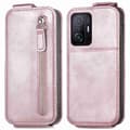 Vertical Flip Phone Etui med Zipper til Xiaomi 11T / 11T Pro - Rose Gull Pink