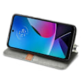 Pikkukuva 5 / 6: Nahkakotelo With A Stylish Rhombus Imprint For Motorola Moto G Play (2023) - Harmaa Silver grey