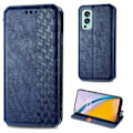 Miniatyrbillede 1 af 2: Læderetui med stilfuldt rombe aftryk til OnePlus Nord 2 5G - Blå Blue