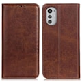 Miniatyrbillede 1 af 2: Motorola Moto E32 flip etui i ægte læder med pung – Brun Brown