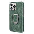 Miniatyrbild 2 av 2: Shockproof Läder Skal med Oval Kickstand till iPhone 14 Pro - Grön Grön