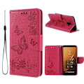 Miniatyrbillede 1 af 2: Samsung Galaxy A8 (2018) imprinted sommerfugl Blomster PU læder flip etui - Rose Pink