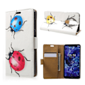 Miniatyrbillede 1 af 2: Nokia 5.1 Plus mobiletui i kunstlæder med smukt printet mønster og pung - Mariehøne Multicolor
