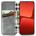 Pikkukuva 6 / 6: Nahkakotelo With A Stylish Rhombus Imprint For Xiaomi 13 - Harmaa Silver grey