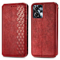 Miniatyrbillede 1 af 6: Læder Etui med A Stilfuldt Rhombus Tryk til Motorola Moto G23 / G13 - Rød Red