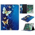 Miniatyrbillede 2 af 2: iPad 10.2 (2019) Stilfuldt mønster læder flip etui - Blå og Guld Sommerfugl Multicolor