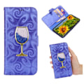 Miniatyrbillede 1 af 2: iPhone Xs Max flip cover i læder med spiralstruktur og vinglasmønster - Blå Blue