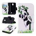 Miniatyrbillede 1 af 2: Nokia 1 Printet Mønster PU læder flip etui - Panda Klatrer på bambus Multicolor