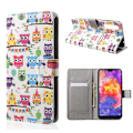 Miniatyrbillede 1 af 2: Huawei P20 Pro mønstret PU læder flip etui - mange sød ugler Multicolor
