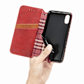 Pikkukuva 2 / 2: Nahkakotelo With A Stylish Rhombus Imprint For Samsung Galaxy A02 - Punainen Red