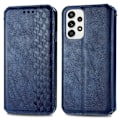 Pikkukuva 1 / 2: Samsung Galaxy A73 nahkainen kotelo tyylikkäällä kuutiokuvioinnilla - Sininen Blue