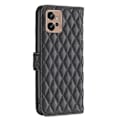 Miniatyrbillede 2 af 2: Rhombus Mønster Matte Flip Case til Motorola Moto G32 - Sort Black