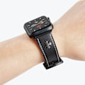 Miniatyrbillede 2 af 2: Apple Watch Series 5 / 4 44mm ægte cross style læderurrem - Sort Black