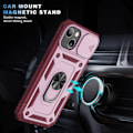 Miniatyrbillede 2 af 2: iPhone 13 6,1 tommer Indbygget Kickstand Sliding Camera Cover Anti-scratch Drop Resistant Bumpresistent and Flexible Mobile Phone Case Shell with Card Pink