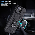 Miniatyrbillede 2 af 2: iPhone 13 6,1 tommer Indbygget Kickstand Sliding Camera Cover Anti-scratch Drop Resistant Bumpresistent and Flexible Mobile Phone Case Shell with Card Black