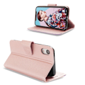 Miniatyrbillede 2 af 2: Bi-color Splicing Leather Wallet Stand Cellphone Protective Casing iPhone XR 6.1 inch - Rødguld / Lilla Multicolor
