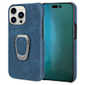Miniatyrbillede 1 af 2: Stødsikkert lædercover med oval støttefod til iPhone 14 Pro Max - Blå Blue