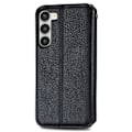 Miniatyrbillede 2 af 6: Læder Etui med A Stilfuldt Rhombus Tryk til Samsung Galaxy S23 Plus - Sort Black