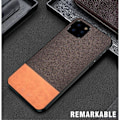 Miniatyrbillede 2 af 2: Splejsning af kludtekstur Bumpresistent og fleksibel og vegansk læder Combo Case iPhone 12 Pro Max 6.7 tommer - Brun Brown