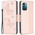 Miniatyrbillede 1 af 2: Butterfly Nokia G11 / Nokia G21 Læderetui - Pink Pink